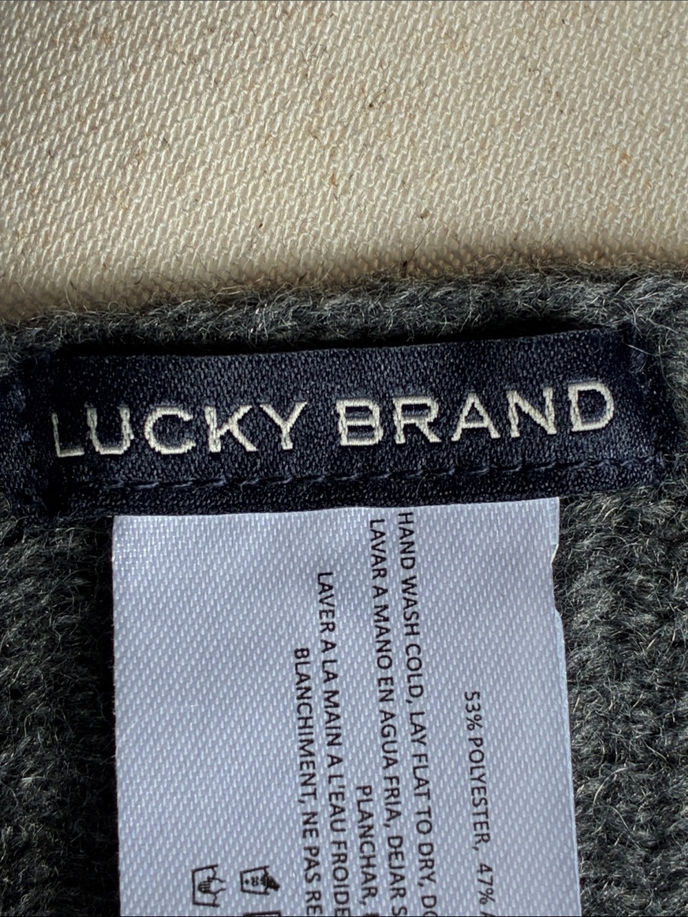 Lucky Brand Charcoal Gray Fringe Scarf, Ultra Soft, & Warm. 16' x 96', Like New - Picture 3 of 4